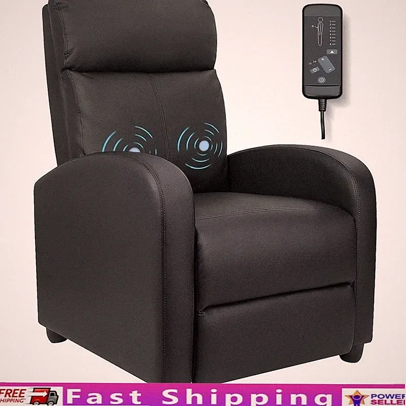 Adjustable Massage Recliner Sofa Chair PU Leather Padded Backrest Game Theater