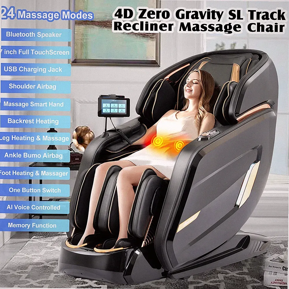 AI Voice 4D Full Body Zero Gravity Massage Chair Recliner Airbag SL Track,24Mode