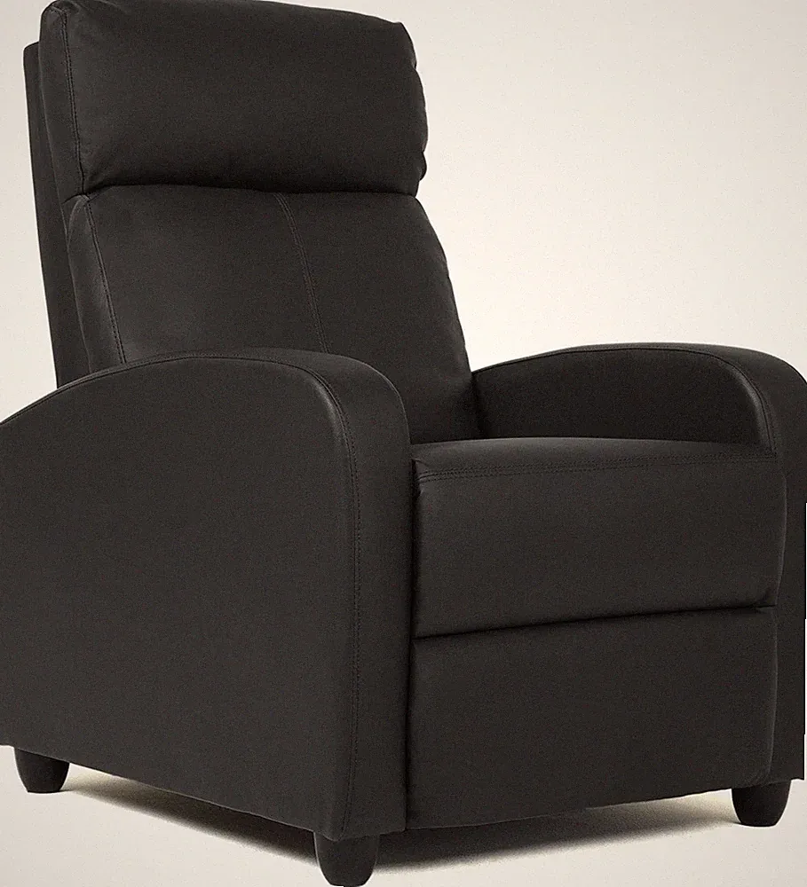 Black Faux Leather Recliner Armchair Home Theater Seating Footrest Reclining