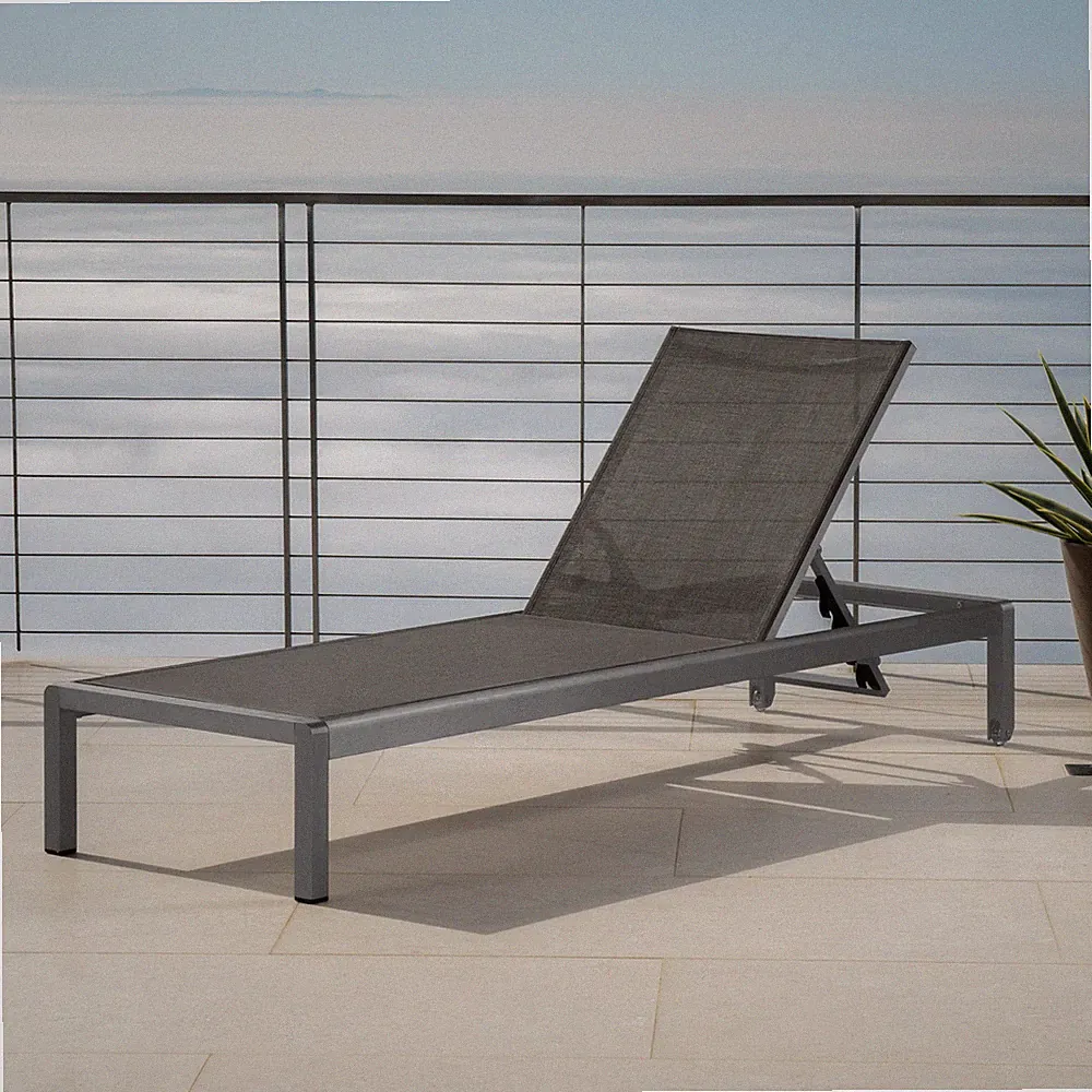 Cape Coral Gray Outdoor Chaise Lounge - 400 lb Capacity, Weather Resistant