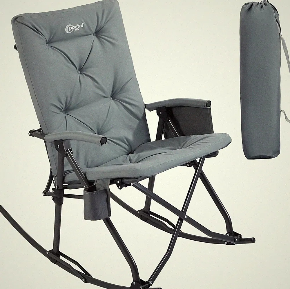 Folding Rocking Chair Thick Padded Rocking Recliner Chair,Supports 400 LBS