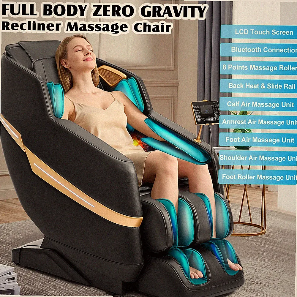 Full Body Zero Gravity Recliner Massage Chair 8 Points,Shiatsu,Heat,Foot Roller