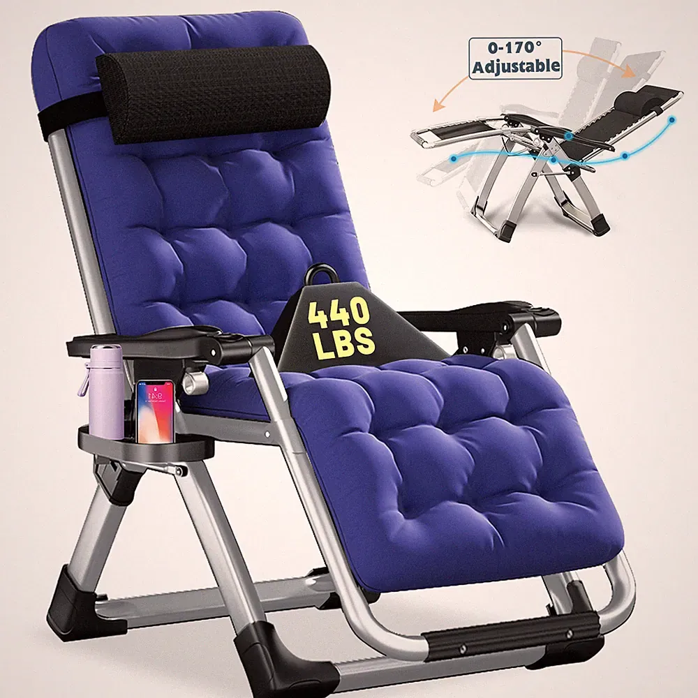 MOPHOTO Zero Gravity Chair Folding Recliner Chair W/Headrest+Cup Holder+Mat