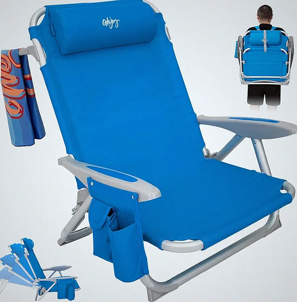 #WEJOY Beach Chair for Adults, Reclining Adjustable Position, Lay Flat Lightweig
