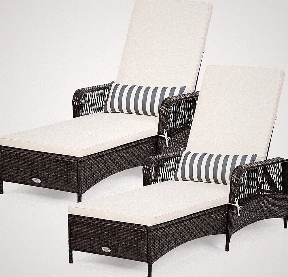 Wier Chaise Loun Outdoor, Patio Rattan Reclining Chaise -ar